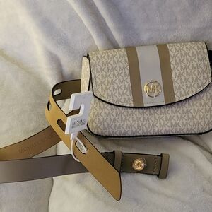 Michael Kors Cream and Tan Crossbody Bag